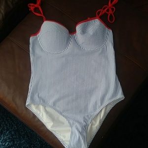 J.Crew seersucker one piece swimsuit size 12
